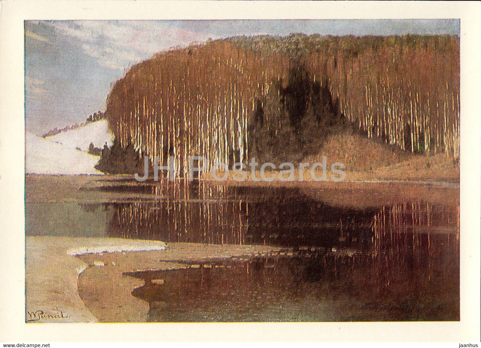painting by Vilhelms Purvitis - Vernal Floods - Latvian art - Latvia USSR - unused - JH Postcards