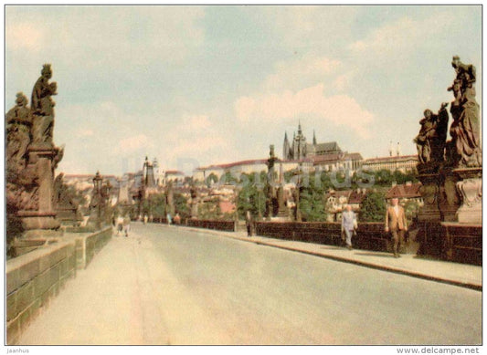 The Castle of Prague Hradcany and Charles Bridge - Praha - Prague - Czechoslovakia - Czech - unused - JH Postcards