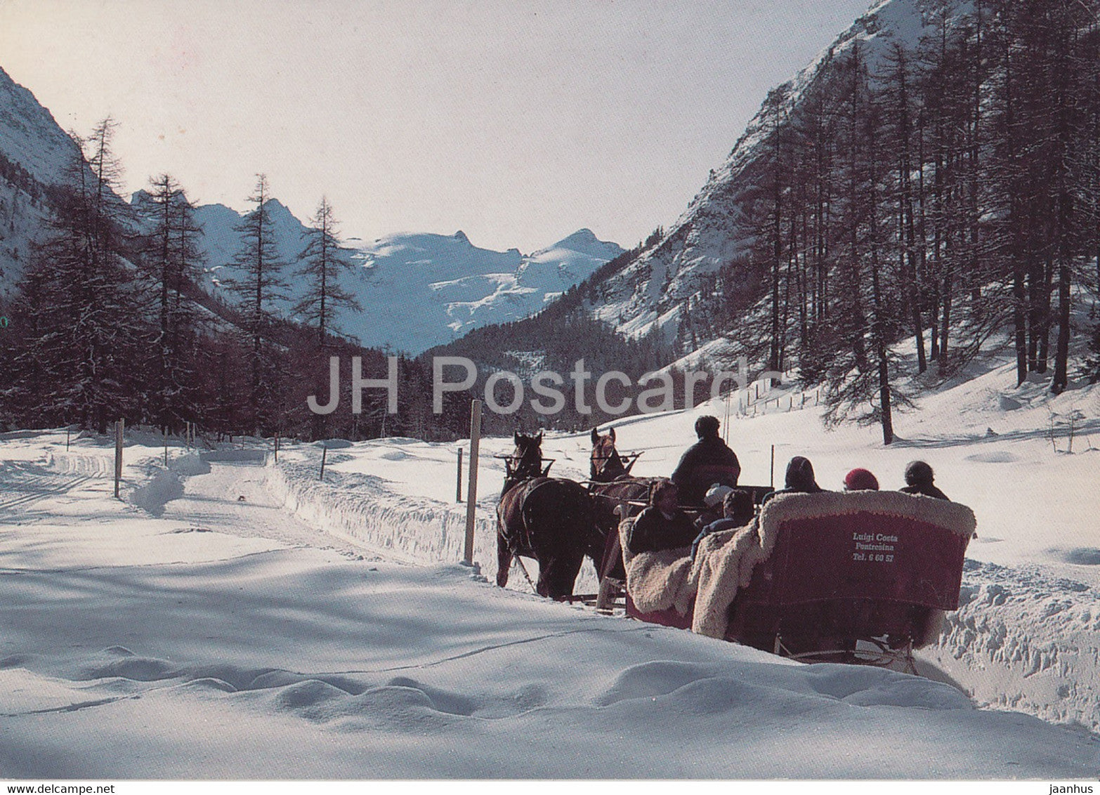 Rosegtal bei Pontresina - Engadin - horse sledge - 1993 - Switzerland - used - JH Postcards