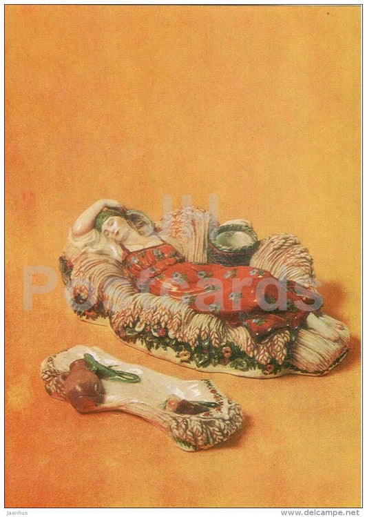 ceramics by N. Danko - Inkwell , Reaper , 1919 - Soviet porcelain - russian art - Russia USSR - Unused - JH Postcards