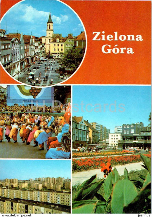 Zielona Gora - Festival - Rynek staromiejski - plac Bohaterow Stalingradu - Old Town Square multiview - Poland - unused - JH Postcards