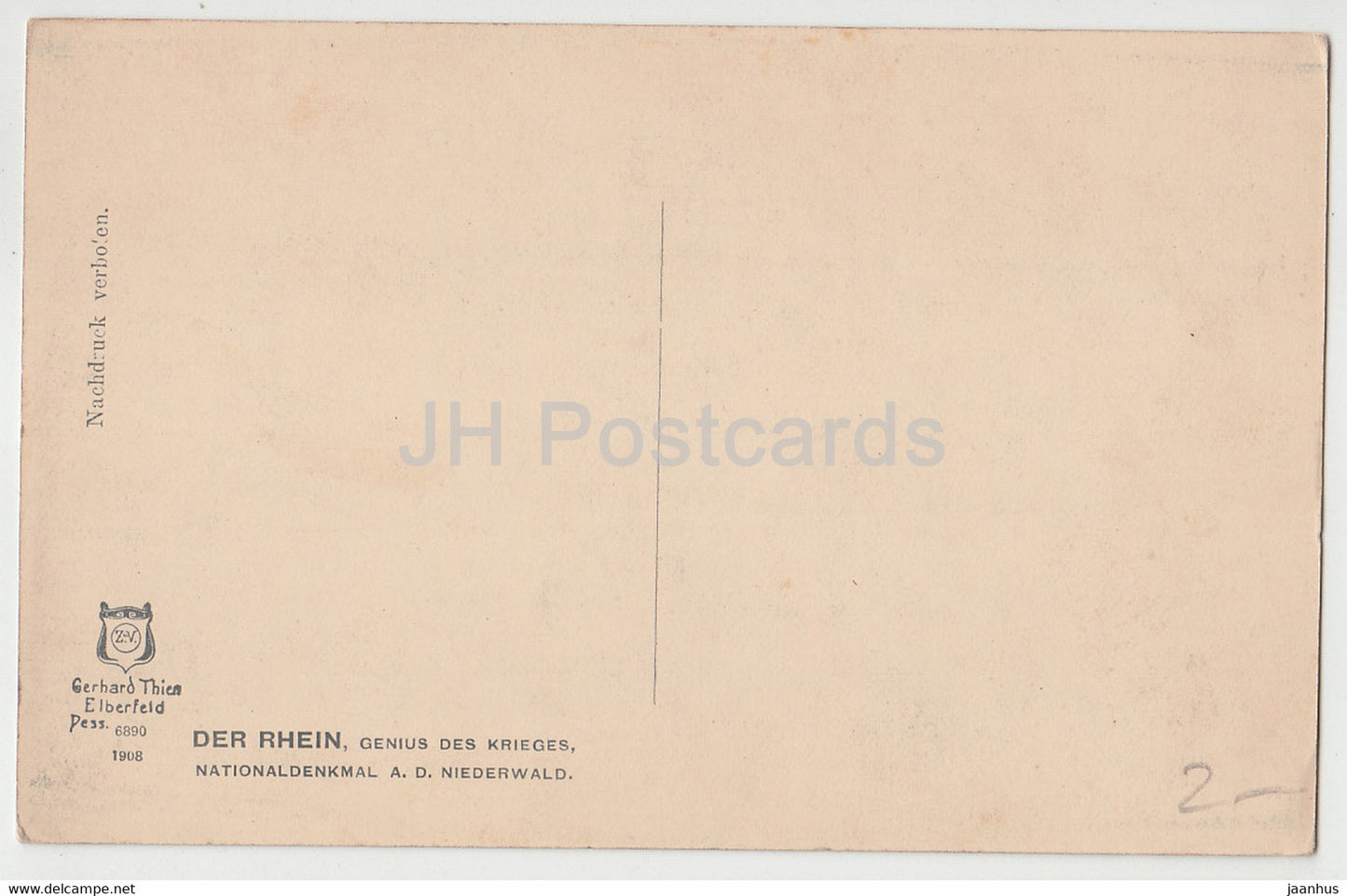 sculpture - Der Rhein - Genius des Krieges - Nationaldenkmal - Gerhard Thien - art - carte postale ancienne - Allemagne - inutilisé
