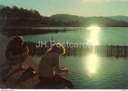 Fishing at Sunset - Greece - used - JH Postcards