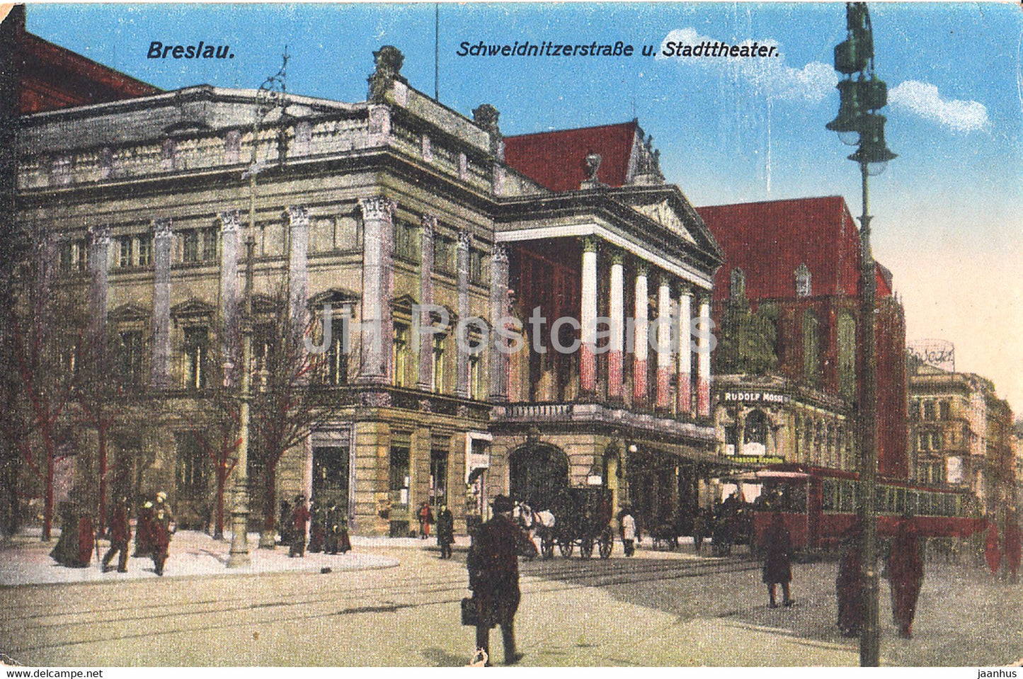 Breslau - Wroclaw - Schweidnitzerstrasse u Stadttheater - theatre - Feldpost - 14 - old postcard - Poland - used - JH Postcards