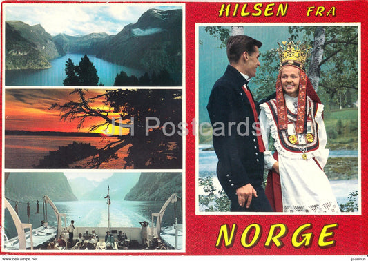 Hilsen Fra Norge - folk costumes - 1975 - Norway - used - JH Postcards