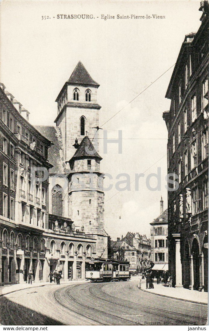 Strasbourg - Eglise Saint Pierre le Vieux - 352 - tram - old postcard - France - unused - JH Postcards