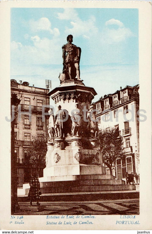 Lisboa - Lissabon - Estatua de Luiz de Camoes - monument - 1946 - old postcard - Portugal - unused - JH Postcards