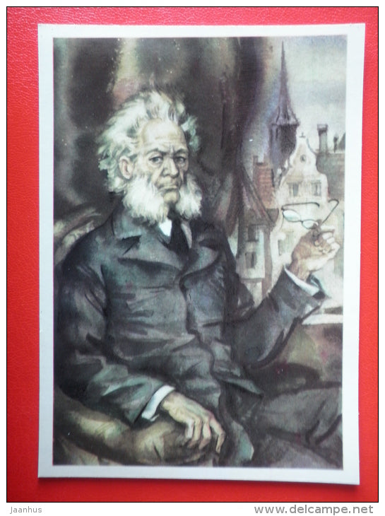 illustration by Y. Ivanov - Henrik Ibsen - World dramatists - 1981 - Russia USSR - unused - JH Postcards