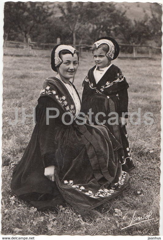 Costumes de Savoie - Region de Bourg St Maurice - folk costumes - old postcard - 1950s - France - used - JH Postcards