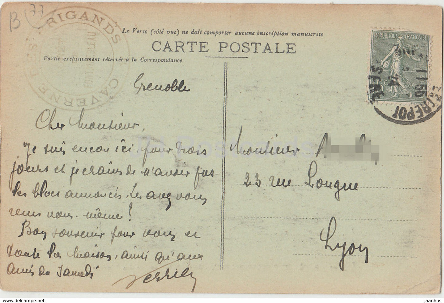 Foret de Fontainebleau - Sortie de la Caverne des Brigands - 93 - alte Postkarte - 1924 - Frankreich - gebraucht