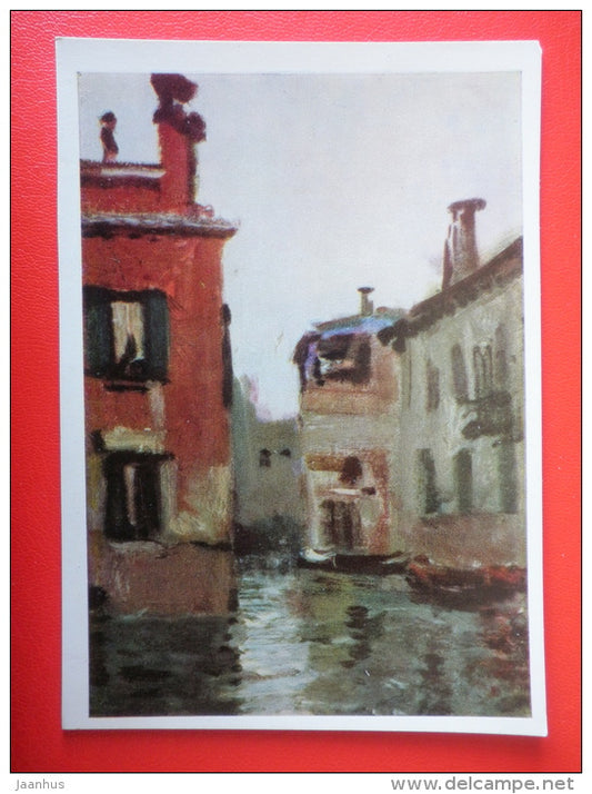 painting by Y. Podliaskiy . Venice . Rain , 1963 - Italy - russian art - unused - JH Postcards