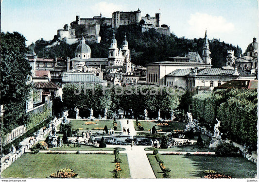 Salzburg Mirabellgarten mit Dom und Festung Hohensalzburg - Austria - unused - JH Postcards