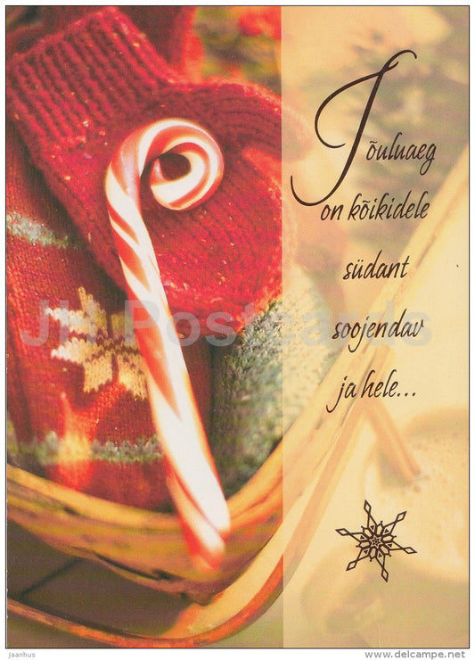 Christmas Greeting Card - mitterns - candy - Estonia - used in 2004 - JH Postcards