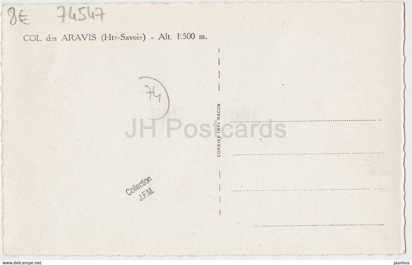 Col des Aravis - 1500 m - vache - carte postale ancienne - France - inutilisée