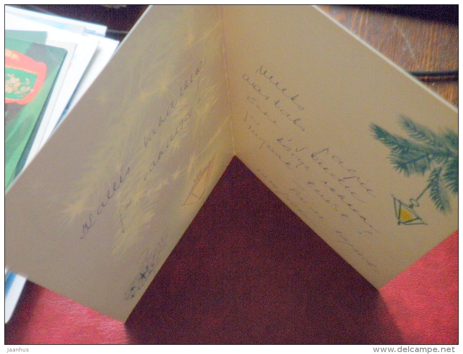 New Year Greeting card - lantern - 1979 - Russia USSR - used - JH Postcards