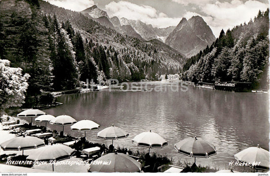 Riessersee gegen Zugspitzgruppe - old postcard - 1956 - Germany - used - JH Postcards