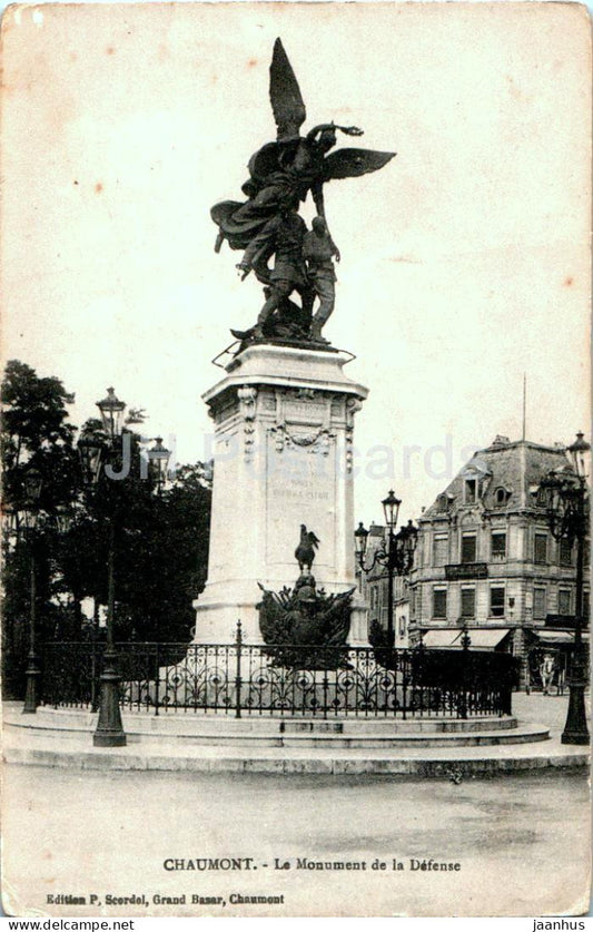 Chaumont - Le Monument de la Defense - The Defense Monument - old postcard - 1917 - France - used - JH Postcards