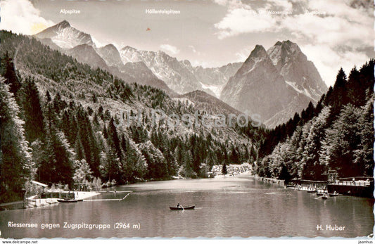 Riessersee gegen Zugspitzgruppe 2964 m - old postcard - 1962 - Germany - used - JH Postcards