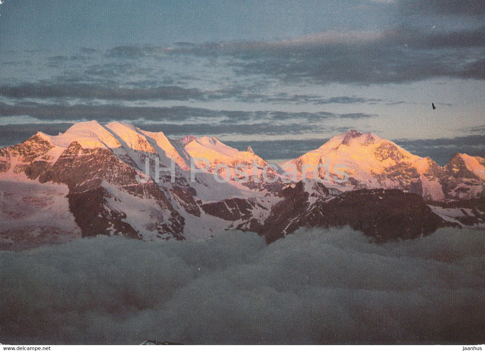 Berninagruppe im Morgenlicht - Berghaus Restaurant Diavolezza - 1984 - Switzerland - used - JH Postcards