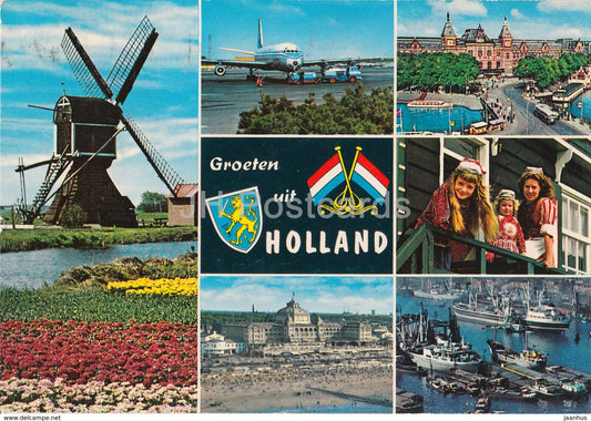 Groeten uit Holland - windmill - plane - ship - multiview - Netherlands - used - JH Postcards