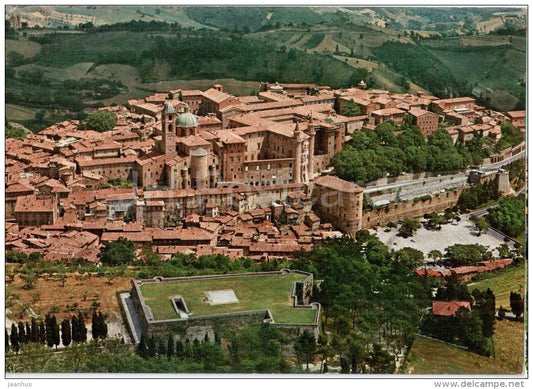 veduta dall`aereo Fortezza Albornoz - fortress - Urbino - Marche - 52729 - Italia - Italy - sent from Italy to Germany - JH Postcards