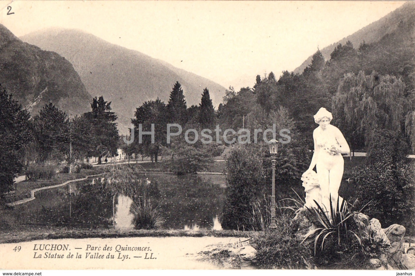 Luchon - Parc des Quinconces - La Statue de la Vallee du Lys - 49 - old postcard - France - unused - JH Postcards