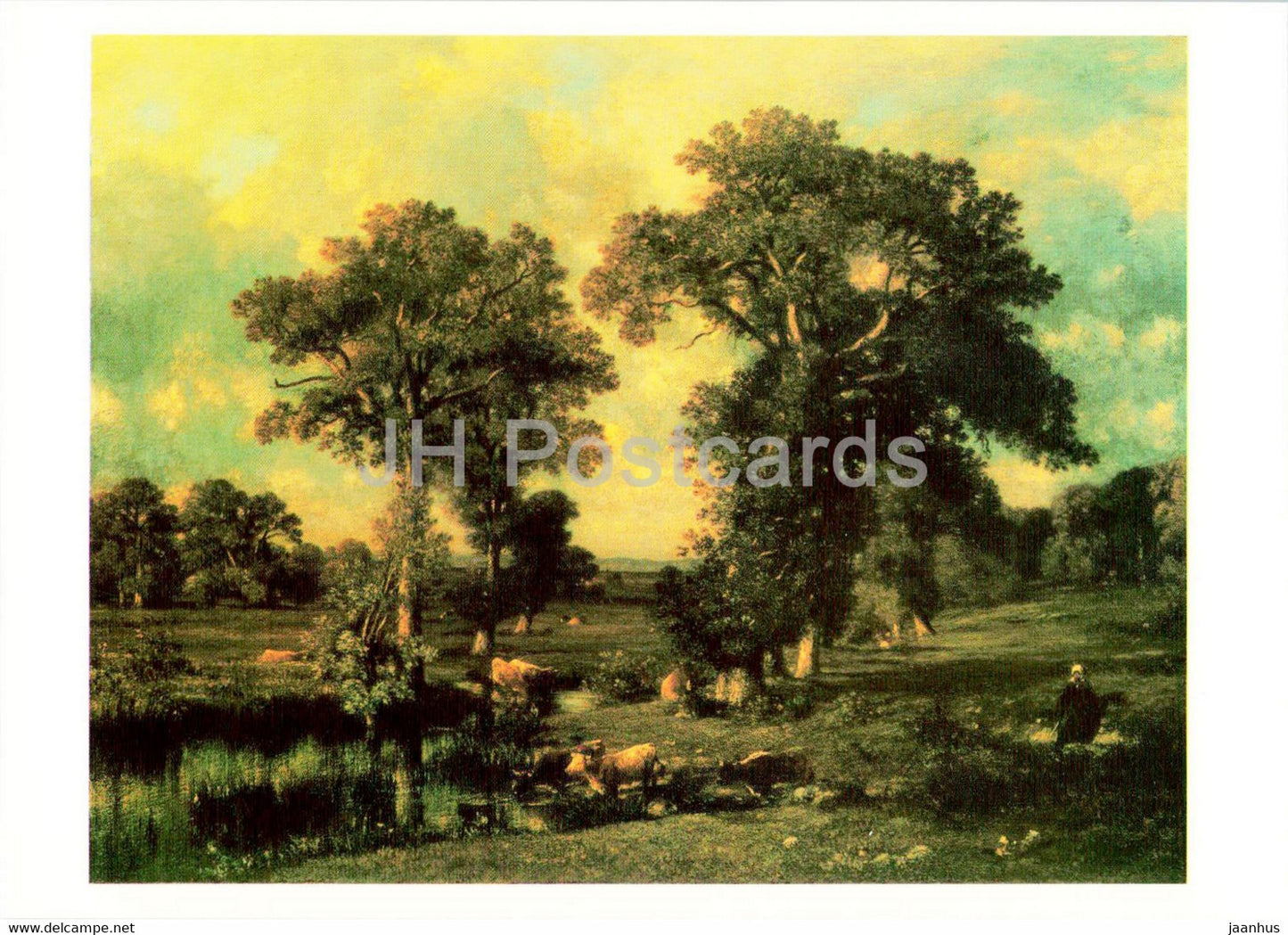 painting by Jules Dupre - Landscape with cows - French art - 1983 - Russia USSR - unused - JH Postcards