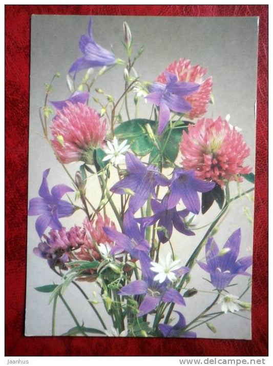 summer bouquet - flowers - 1987 - Russia - USSR - unused - JH Postcards