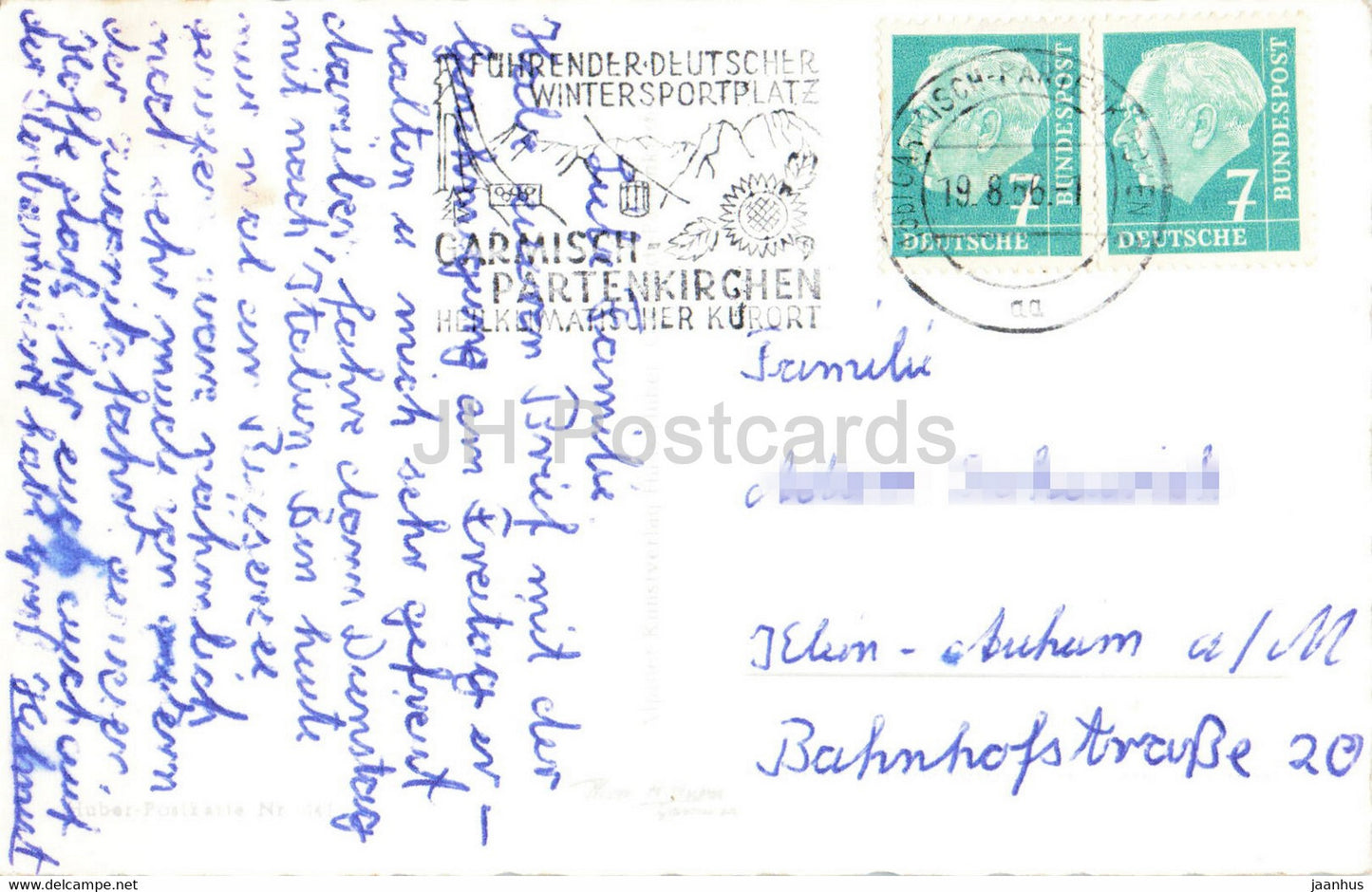 Riessersee gegen Zugspitzgruppe - old postcard - 1956 - Germany - used