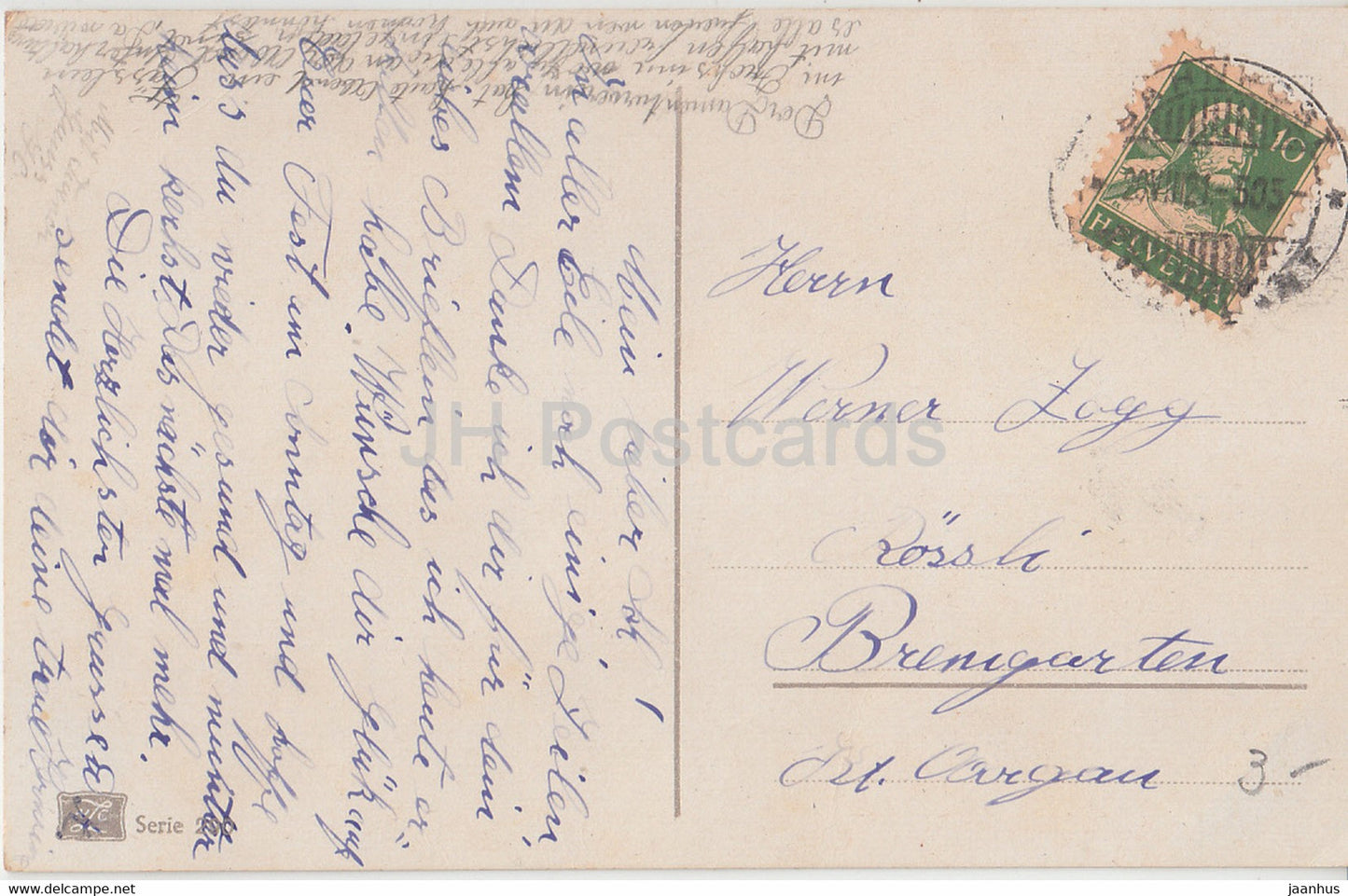 œillet - rose - fleurs - illustration - NZC Serie 290 - carte postale ancienne - 1921 - utilisé