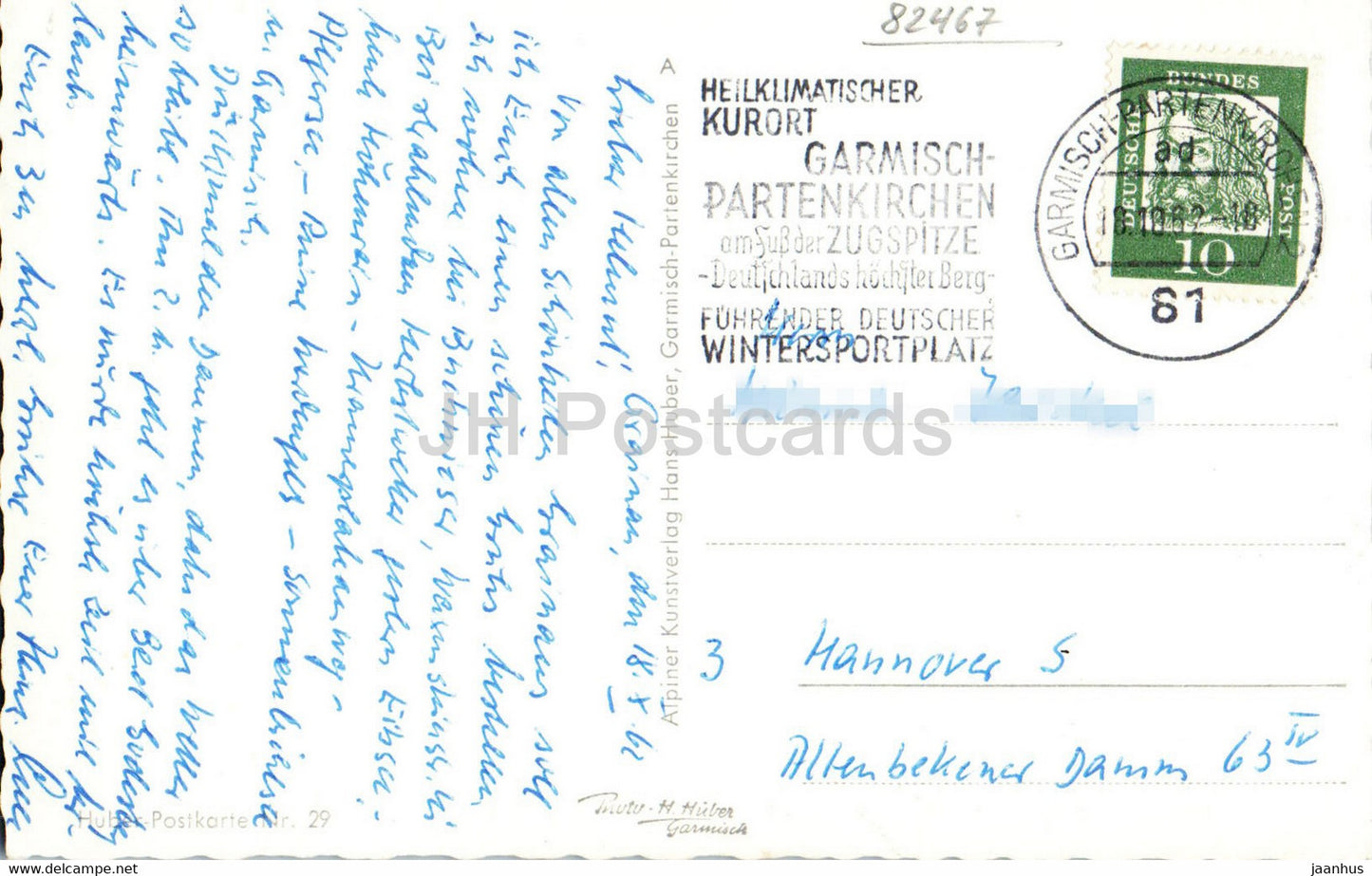 Riessersee gegen Zugspitzgruppe 2964 m - old postcard - 1962 - Germany - used