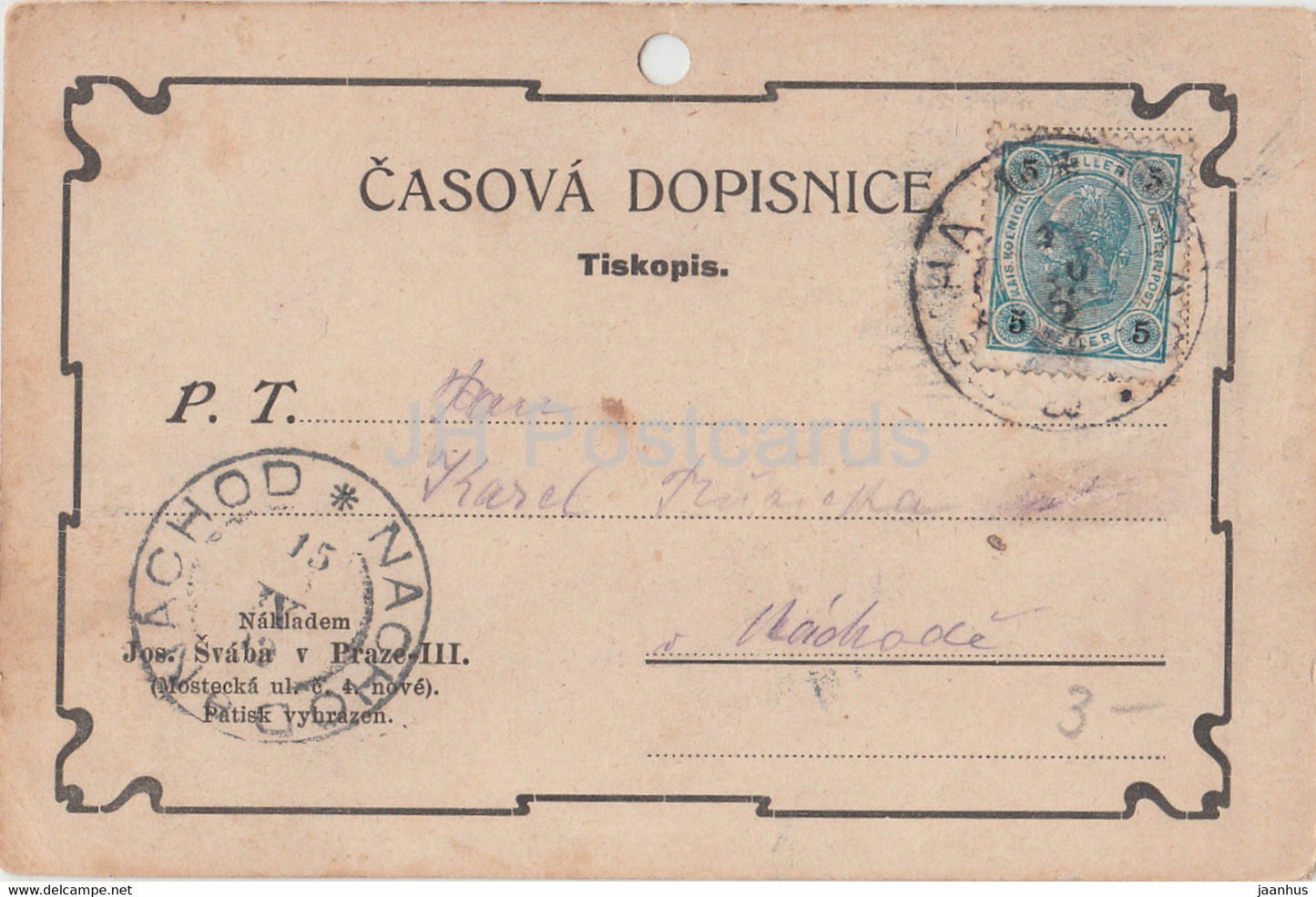 Villa v Ohnistanec - Ohnistany - Villa na Sazave - old postcard - Czech Republic - used