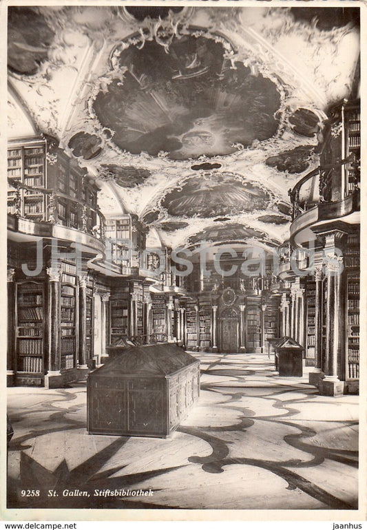 St Gallen - Stiftsbibliothek - library - 1952 - Switzerland - used - JH Postcards
