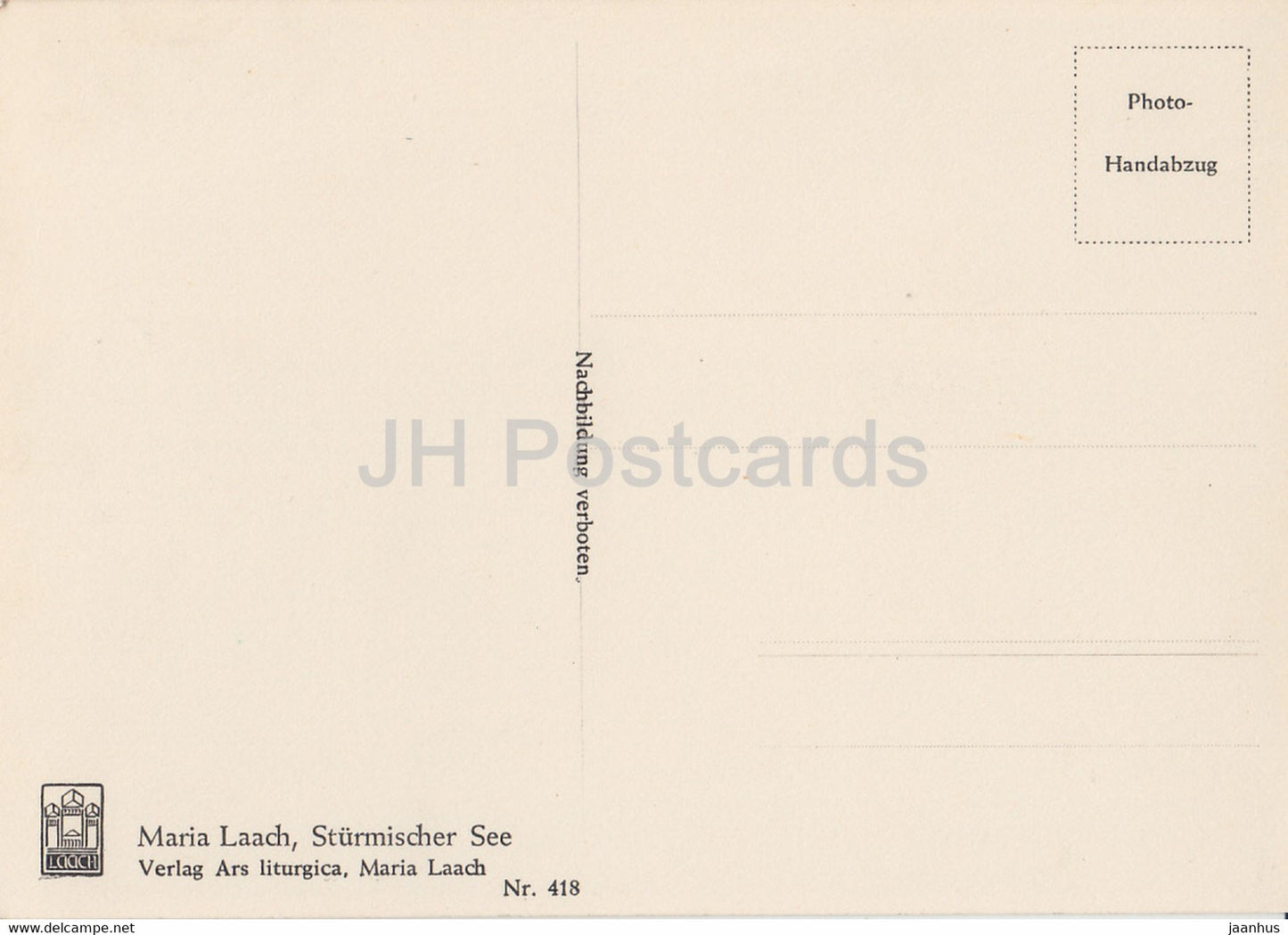 Maria Laach - Sturmischer See - carte postale ancienne - Allemagne - inutilisée