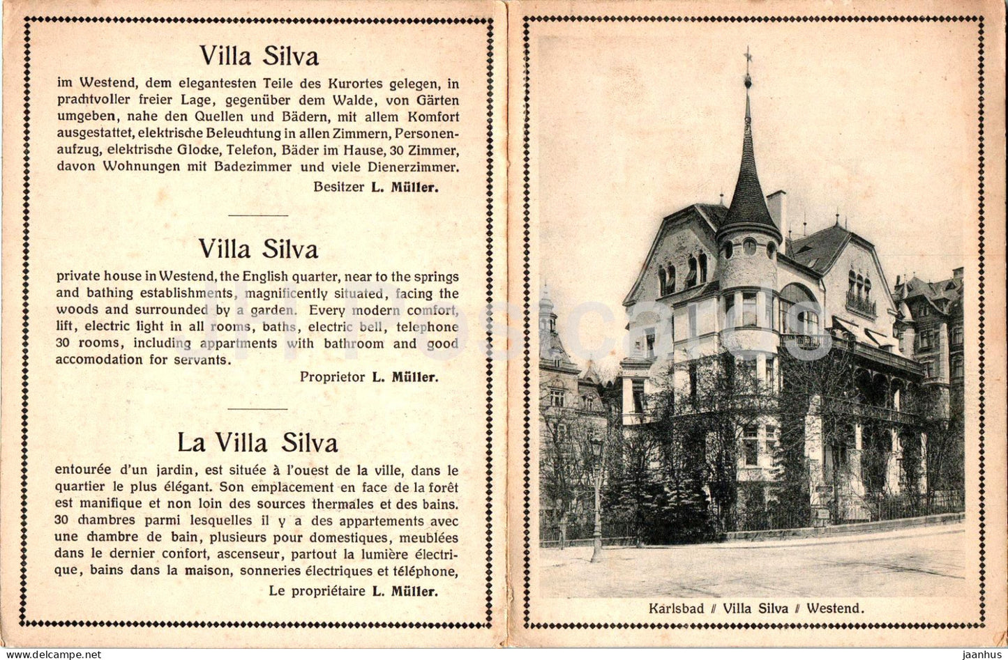 Karlsbad - Villa Silva - Westend - Hotel - alte Ansichtskarte - Tschechien - gebraucht