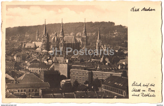 Bad Aachen - Blick auf die Stadt m Dom und Rathaus - 5769 - old postcard - 1933 - Germany - used - JH Postcards