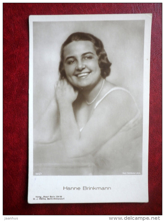 german movie actress - Hanne Brinkmann - cinema - 565/1 - old postcard - Germany - unused - JH Postcards