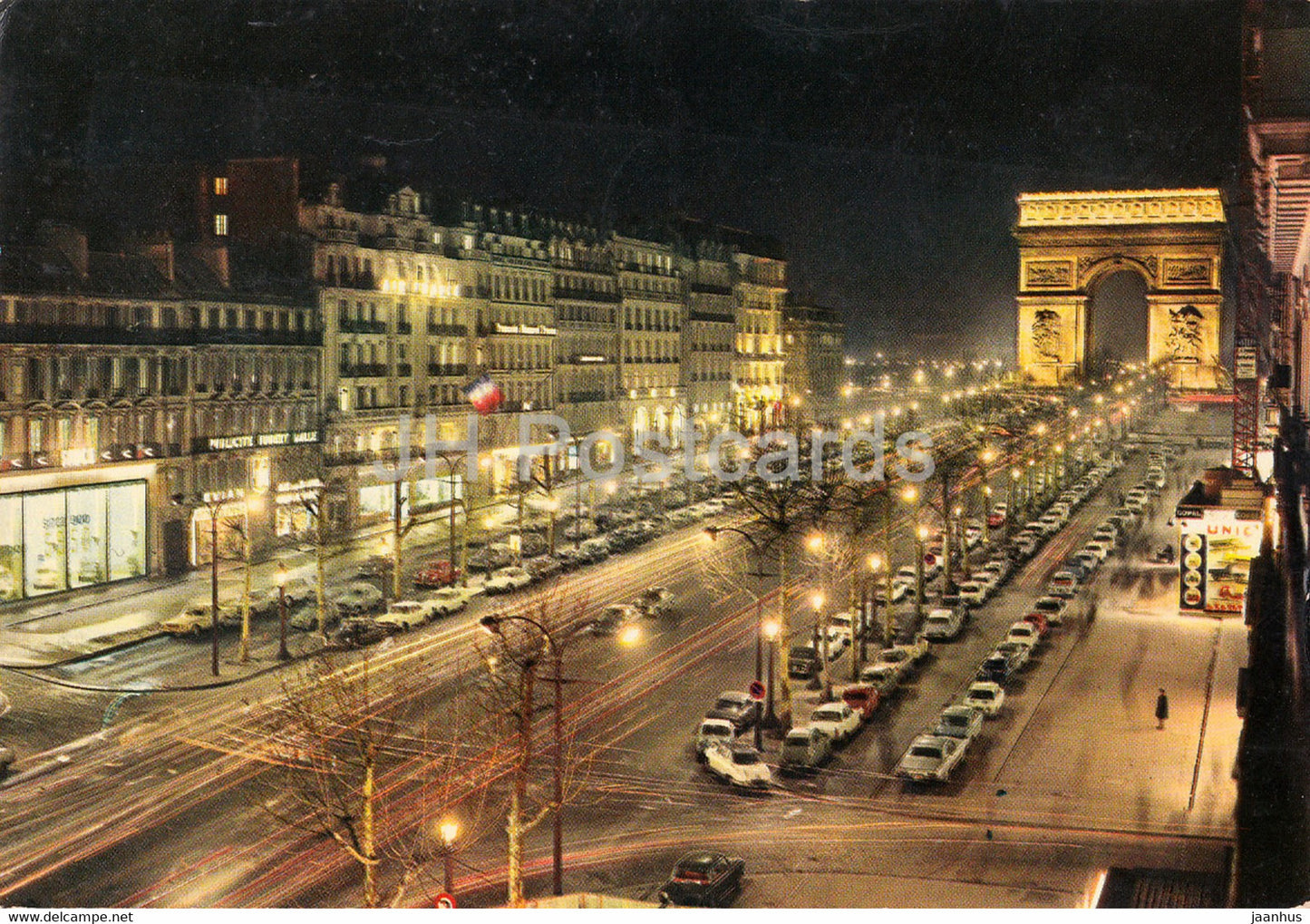 Paris la Nuit - Les Champs Elysees et l'Arc de Triomphe - 1972 - France - used - JH Postcards