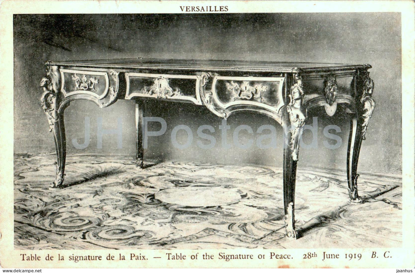 Versailles - Table de la signature de la Paix - Table of the Signature of Peace 1919 - old postcard - France - used - JH Postcards