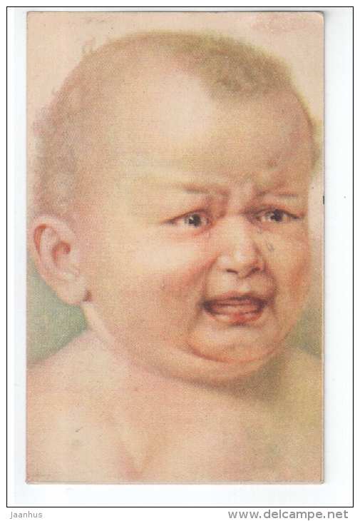 illustration - Crying Baby - WO - old postcard - circulated in Estonia 1934 Tapa - used - JH Postcards