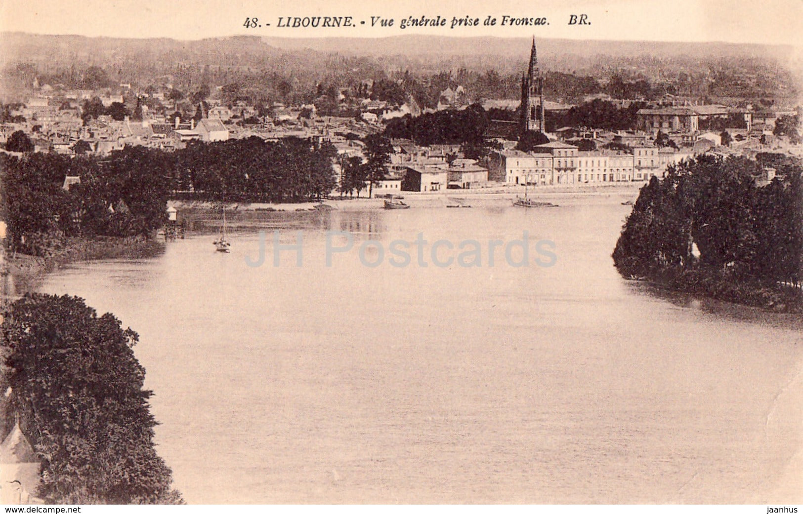Libourne - Vue Generale prise de Fronsac - 48 - 1946 - old postcard - France - used - JH Postcards