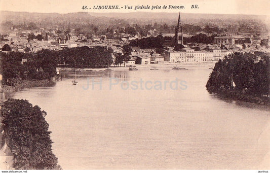 Libourne - Vue Generale prise de Fronsac - 48 - 1946 - old postcard - France - used - JH Postcards