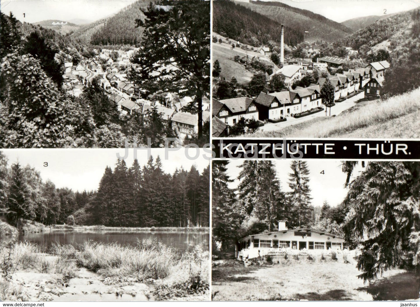 Katzhutte - Thur - Bahnhofstrasse - Reichenbacher Teich - Waldgaststatte Amselheim - Germany DDR - used - JH Postcards