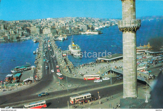 Istanbul Galata Bridge - bus - ship - 34/115 - Turkey - used - JH Postcards