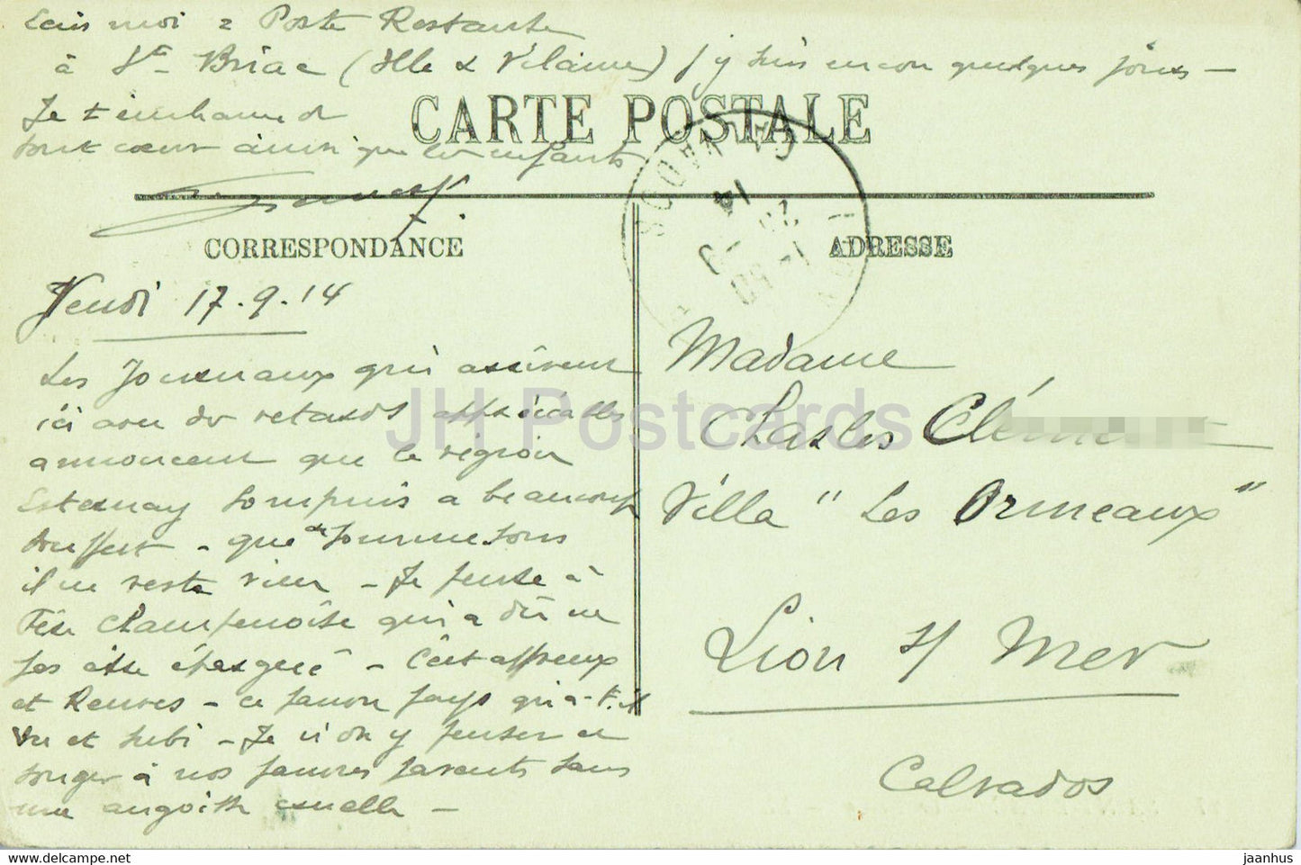 Saint Briac - Le Nessey - 27 - alte Postkarte - 1914 - Frankreich - gebraucht