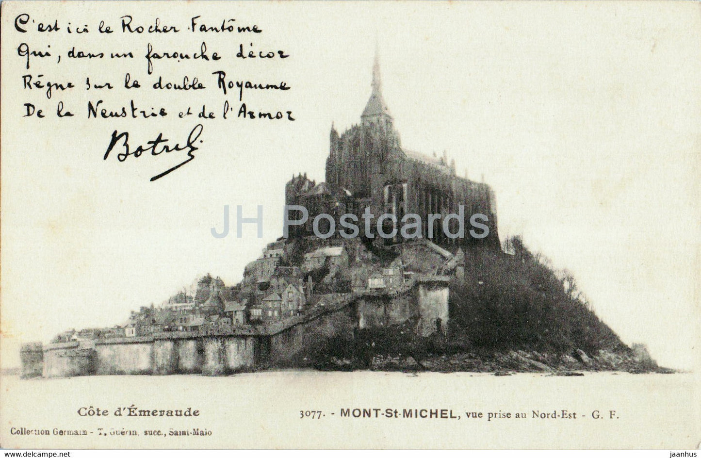 Le Mont Saint Michel - Vue prise au Nord Est - 3077 - old postcard - France - unused - JH Postcards