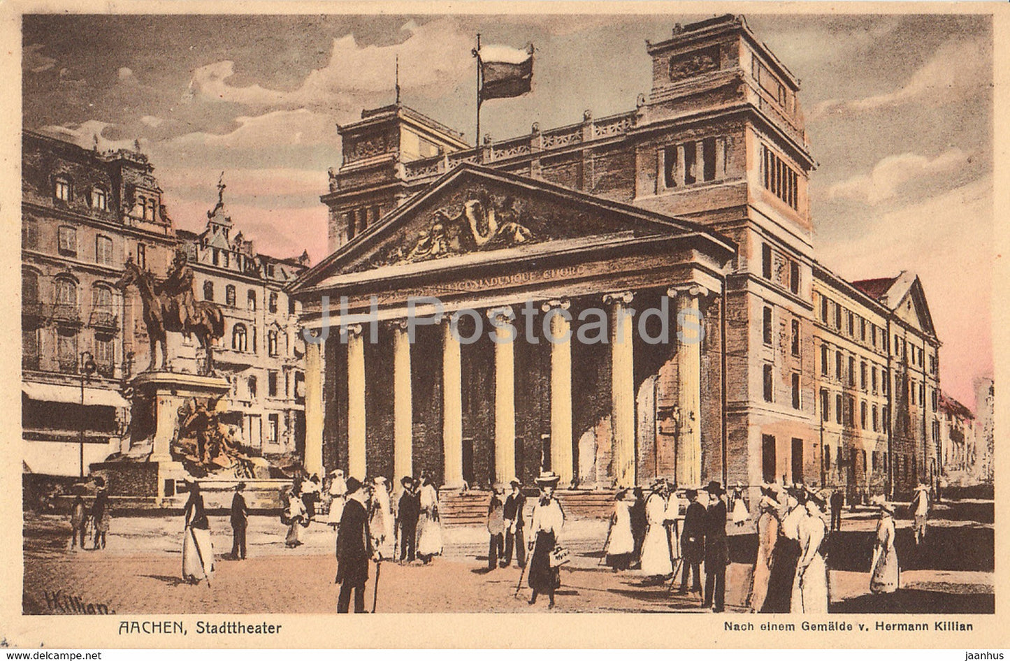 Aachen - Stadttheater - theatre - Gemalde v Hermann Killian - old postcard - Germany - used - JH Postcards