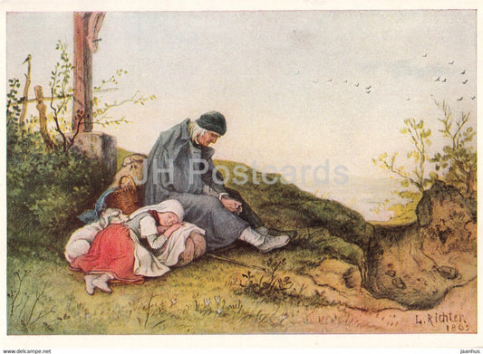 painting by Ludwig Richter - Rast - The Rest - 7098 - German art - Germany DDR - unused - JH Postcards