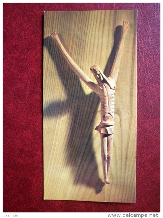Crucified - natural wood - from the collections of the Slovak National Museum - 1969 - Slovakia Czechoslovakia - unused - JH Postcards
