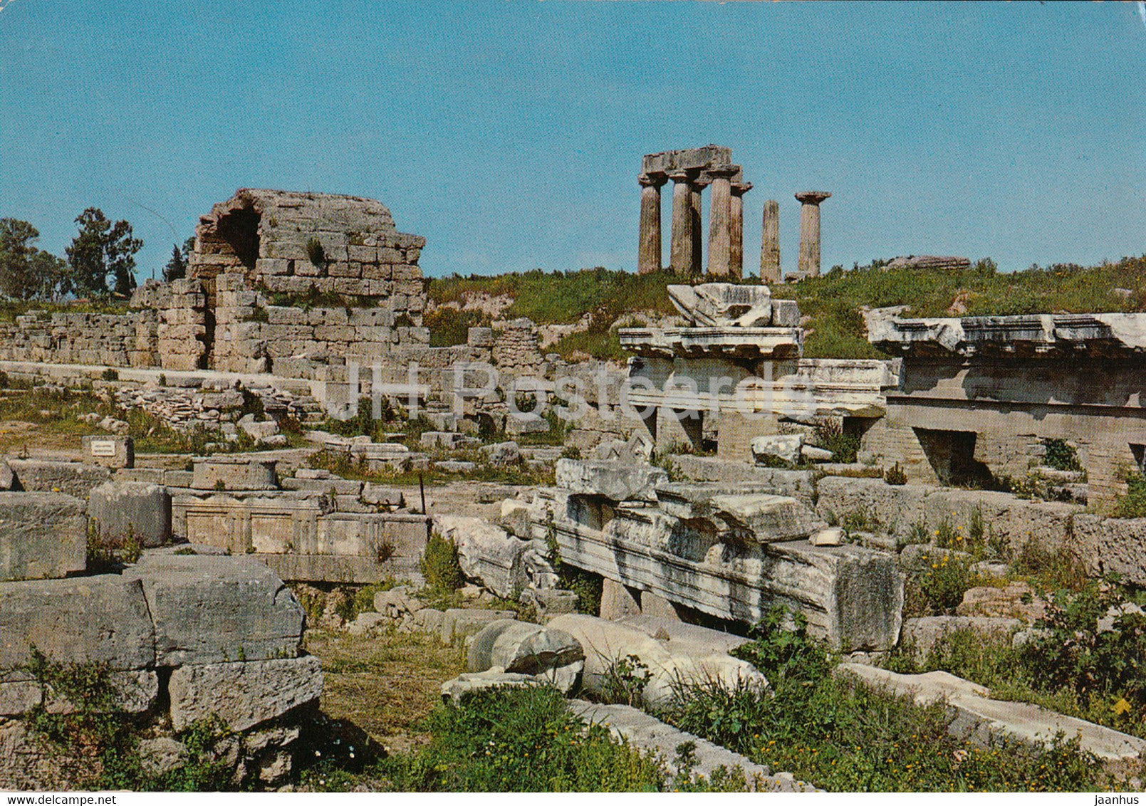 Ancient Corinth - Triglyphs shops and the temple of Apollon - Ancient Greece - 1973 - Greece - unused - JH Postcards